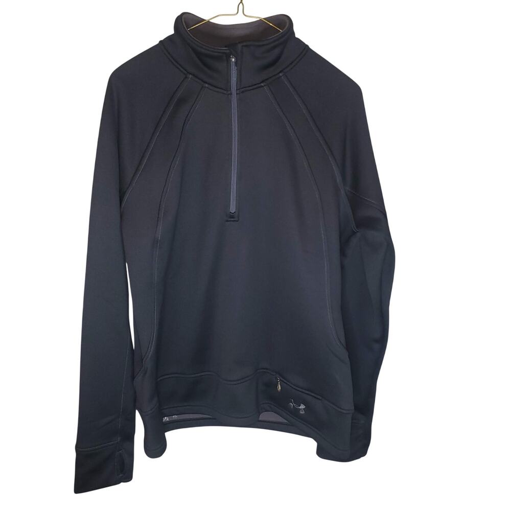 Under Armour ColdGear 1/4 Zip Pullover Women's LG Black Fleece Lined Running Top